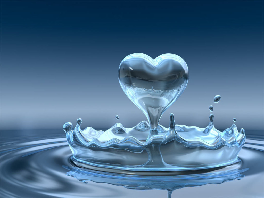 heart drop water background, texture, капля воды в форме сердца, вода, текстура