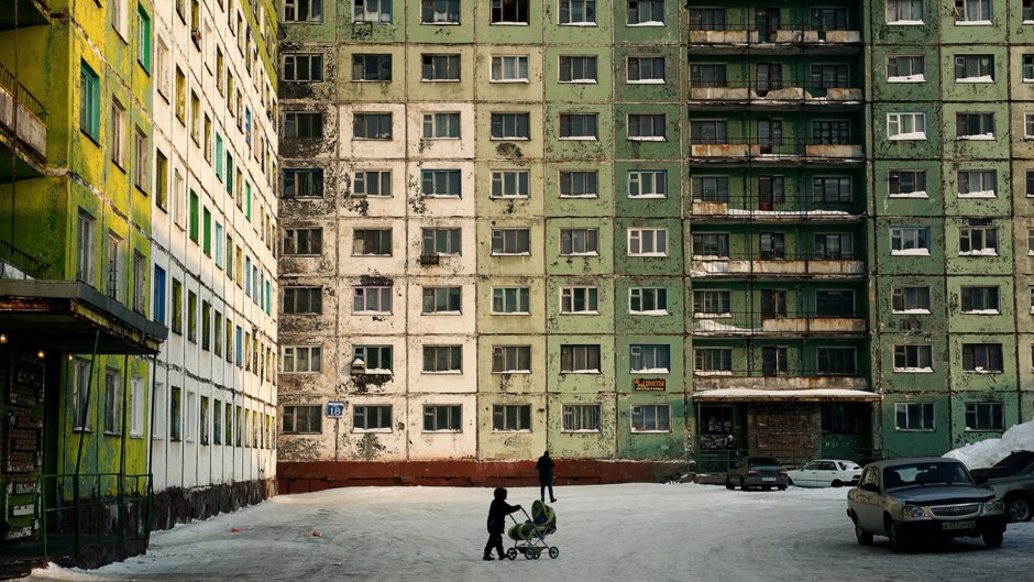 Russian buildings texture winter doomer