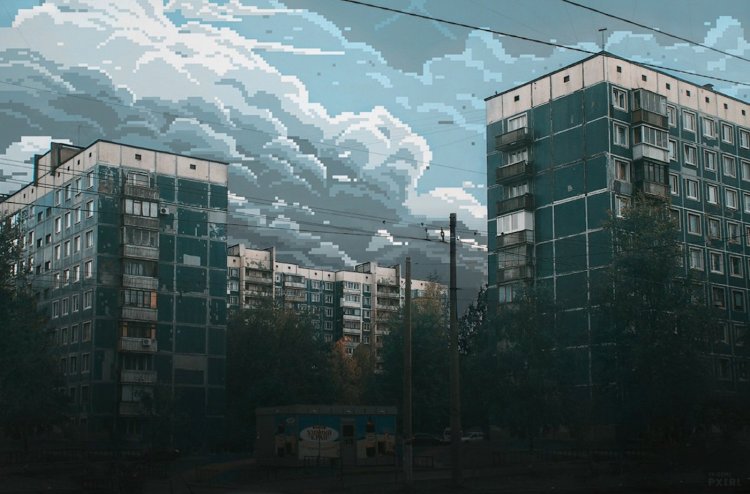 Russian buildings texture background