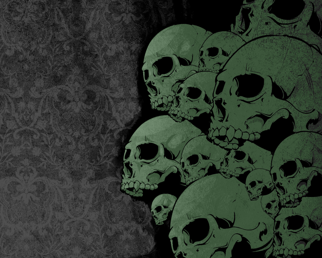 green skull, background, texture, photo, green skulls texture background